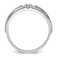 Load image into Gallery viewer, IBGoodman 14k White Gold Men&#39;s Polished and Satin 3-Stone 1/20 Carat Lab Grown Diamond Ring
