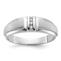 Load image into Gallery viewer, IBGoodman 14k White Gold Men&#39;s Polished and Satin 3-Stone 1/20 Carat Lab Grown Diamond Ring
