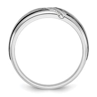 Load image into Gallery viewer, IBGoodman 14k White Gold with Black Rhodium 1/15 carat Lab Grown Diamond VS/SI+ G+ Complete Polished and Satin Men&#39;s Ring
