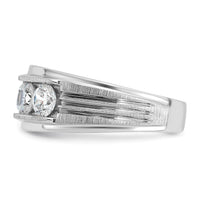Load image into Gallery viewer, IBGoodman 14k White Gold 2 carat Lab Grown Diamond VS/SI+ G+ Five Stone Complete Polished Satin and Grooved Men&#39;s Ring
