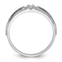Load image into Gallery viewer, IBGoodman 14k White Gold with Black Rhodium 1/20 carat Lab Grown Diamond VS/SI+ G+ Complete Polished Satin and Grooved Five Stone Men&#39;s Ring

