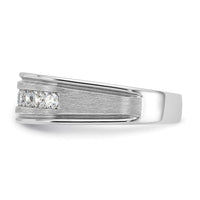 Load image into Gallery viewer, IBGoodman 14k White Gold 1/2 carat Lab Grown Diamond VS/SI+ G+ Nine Stone Complete Polished Brushed and Grooved Men&#39;s Ring
