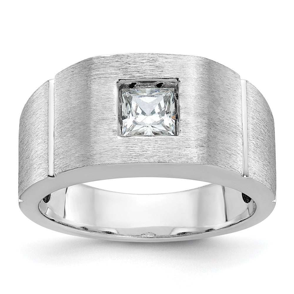 IBGoodman 14k White Gold 5/8 carat Lab Grown Diamond VS/SI+ G+ Complete Polished and Satin Men's Ring
