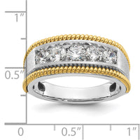 Load image into Gallery viewer, IBGoodman 14k Two Tone 1 carat Lab Grown Diamond VS/SI+ G+ Five Stone Complete Polished Satin and Textured Men&#39;s Ring
