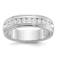 Load image into Gallery viewer, IBGoodman 14k White Gold Men&#39;s Polished and Milgrain 11-Stone 1/2 Carat Lab Grown Diamond Ring
