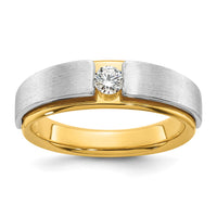 Load image into Gallery viewer, IBGoodman 14k Two Tone 1/15 carat Lab Grown Diamond VS/SI+ G+ Complete Polished and Satin Men&#39;s Band
