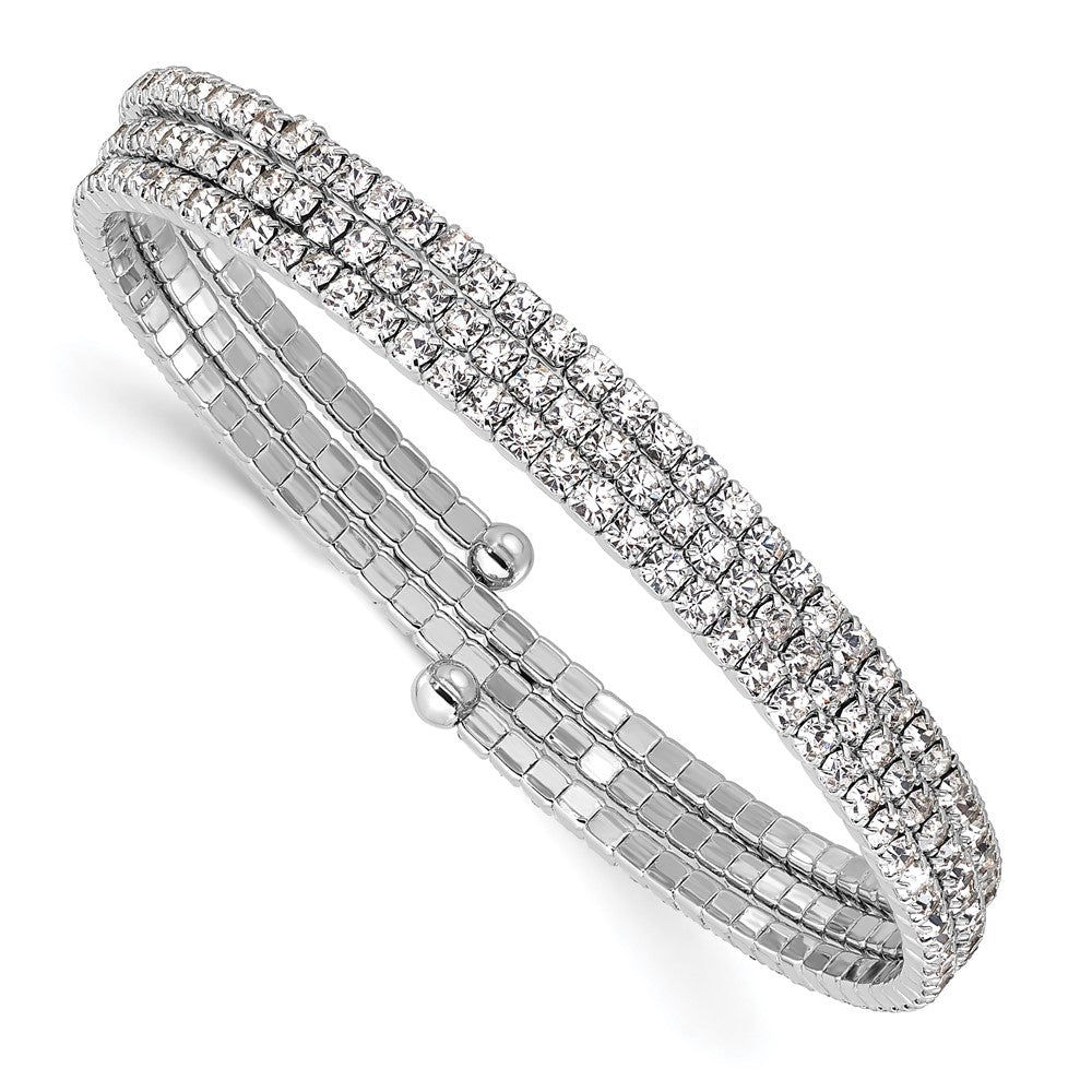 Silver-tone Crystal 3 Row Wrap Bracelet