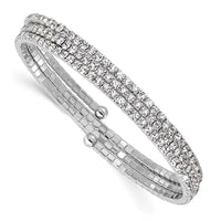 Load image into Gallery viewer, Silver-tone Crystal 3 Row Wrap Bracelet
