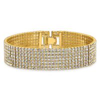 Load image into Gallery viewer, Flash Gold-tone Polished Multi-strand Crystal 7in Bracelet
