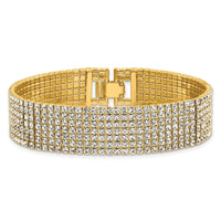 Load image into Gallery viewer, Flash Gold-tone Polished Multi-strand Crystal 7in Bracelet
