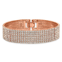 Load image into Gallery viewer, Flash Rose-Tone Polish Multi-strand Crystal 7in Bracelet
