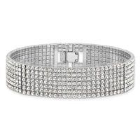 Load image into Gallery viewer, Silver-tone Polish Multi-strand Crystal 7in Bracelet
