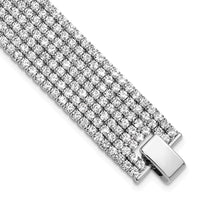 Load image into Gallery viewer, Silver-tone Polish Multi-strand Crystal 7in Bracelet
