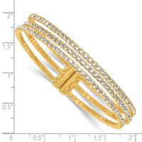 Load image into Gallery viewer, Flash Gold-tone Crystal 3 Row Flexible Cuff Bangle
