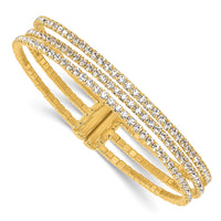 Load image into Gallery viewer, Flash Gold-tone Crystal 3 Row Flexible Cuff Bangle
