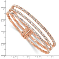 Load image into Gallery viewer, Flash Rose-Tone Crystal 3 Row Flexible Cuff Bangle
