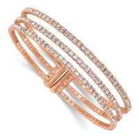 Load image into Gallery viewer, Flash Rose-Tone Crystal 3 Row Flexible Cuff Bangle
