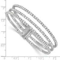 Load image into Gallery viewer, Silver-tone Crystal 3 Row Flexible Cuff Bangle
