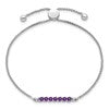 10kw Amethyst & Diamond Adjustable SS Bracelet