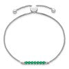 10kw Created Emerald & Diamond Adjustable SS Bracelet