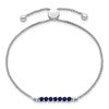 10kw Created Blue Sapphire & Diamond Adjustable SS Bracelet