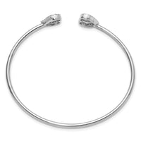 Load image into Gallery viewer, 14K White Gold Polished Complete 1/2 carat Diamond Heart Flexible Cuff Bangle Bracelet

