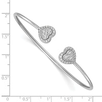 Load image into Gallery viewer, 14K White Gold Polished Complete 1/2 carat Diamond Heart Flexible Cuff Bangle Bracelet
