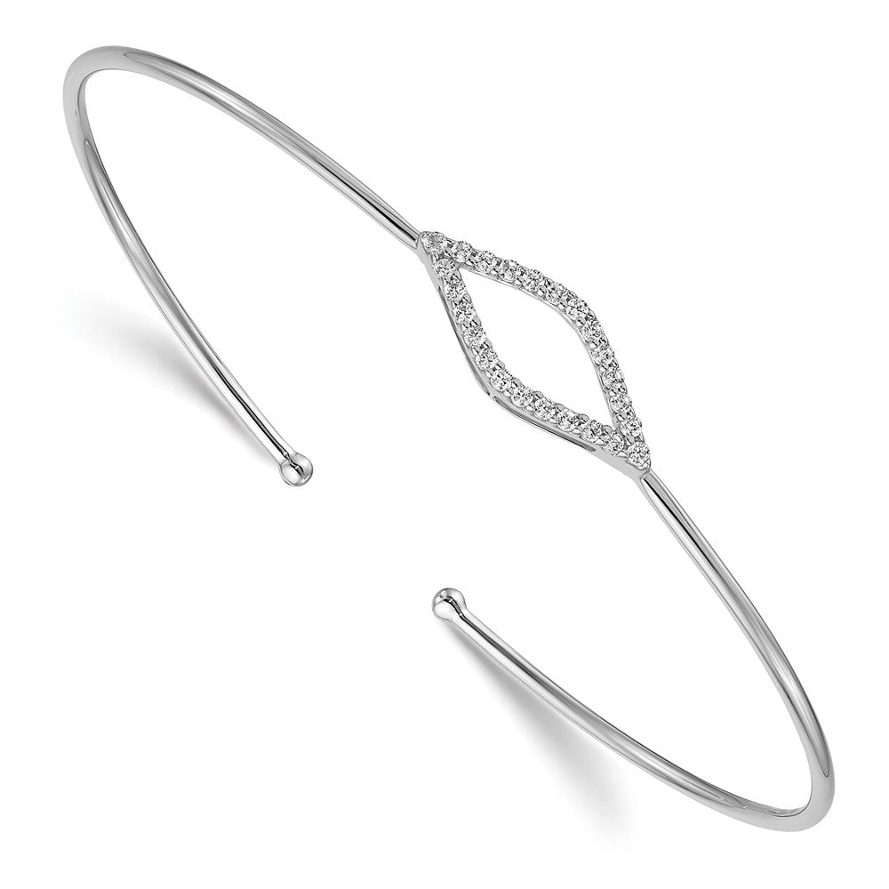 14k White Gold Flexible Diamond Cuff Bangle