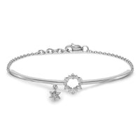 Load image into Gallery viewer, 14k White Gold w/Star Dangle Diamond Bangle w/.5in ext Bracelet
