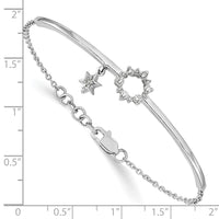 Load image into Gallery viewer, 14k White Gold w/Star Dangle Diamond Bangle w/.5in ext Bracelet
