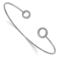 Load image into Gallery viewer, 14k White Gold Diamond Circles Flexible Cuff Bangle
