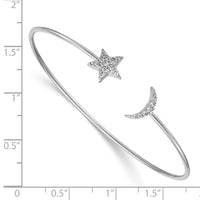 Load image into Gallery viewer, 14k White Gold Diamond Moon and Star Flexible Cuff Bangle

