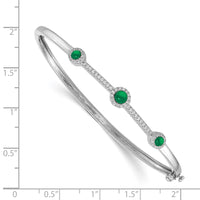 Load image into Gallery viewer, 14k White Gold Diamond and Cabochon Emerald Bangle
