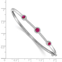 Load image into Gallery viewer, 14k White Gold Diamond and Cabochon Ruby Bangle
