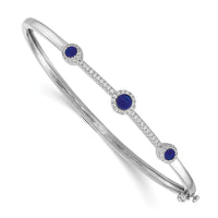 Load image into Gallery viewer, 14k White Gold Diamond and Cabochon Sapphire Bangle
