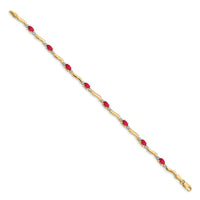 Load image into Gallery viewer, 14k Complete Diamond and Oval Ruby Wavy Link 7 inch Bracelet
