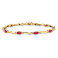 Load image into Gallery viewer, 14k Complete Diamond and Oval Ruby Wavy Link 7 inch Bracelet
