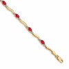 14k Complete Diamond and Oval Ruby Wavy Link 7 inch Bracelet