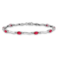 Load image into Gallery viewer, 10k White Gold Diamond and Ruby Bracelet
