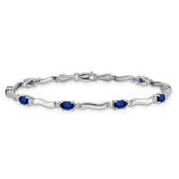 Load image into Gallery viewer, 10k White Gold Diamond and Sapphire Bracelet
