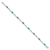 Load image into Gallery viewer, 10k White Gold Diamond and Emerald Bracelet
