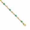 14k Complete Diamond and Oval Emerald Twisted Link 7 inch Bracelet