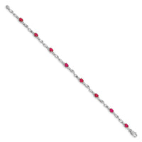 Load image into Gallery viewer, 14k White Gold Complete Diamond and Oval Ruby Twisted Link 7 inch Bracelet
