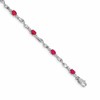14k White Gold Complete Diamond and Oval Ruby Twisted Link 7 inch Bracelet