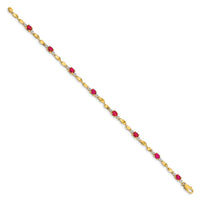 Load image into Gallery viewer, 14k Complete Diamond and Oval Ruby Twisted Link 7 inch Bracelet
