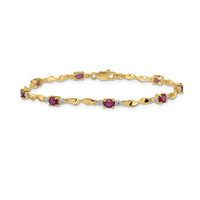 Load image into Gallery viewer, 14k Complete Diamond and Oval Ruby Twisted Link 7 inch Bracelet
