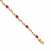 14k Complete Diamond and Oval Ruby Twisted Link 7 inch Bracelet