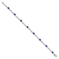 Load image into Gallery viewer, 14k White Gold Complete Diamond and Oval Sapphire Twisted Link 7 inch Bracelet
