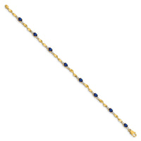 Load image into Gallery viewer, 14k Complete Diamond and Oval Sapphire Twisted Link 7 inch Bracelet
