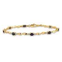 Load image into Gallery viewer, 14k Complete Diamond and Oval Sapphire Twisted Link 7 inch Bracelet
